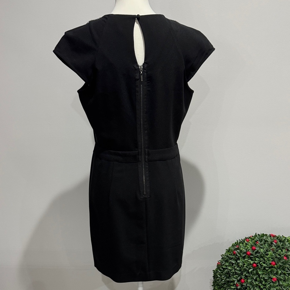 NWOT bebe Black Mini Dress with Crystal Necklace Embellishment Sz M - Picture 6 of 11
